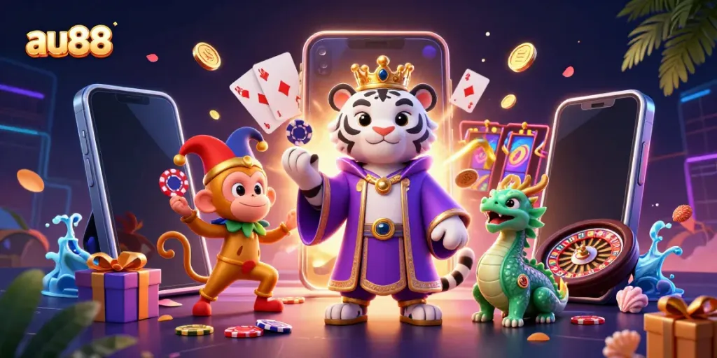 Experience thrilling moments at au88 with vibrant casino characters and immersive game elements.