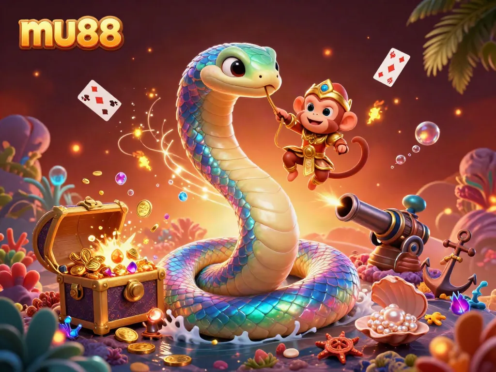 Experience exciting wins at MU88 with an enchanting 3D illustration showcasing vibrant gaming elements.