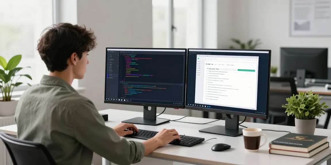 Developer utilizing an OpenAI-compatible API for multiple models in a modern workspace.